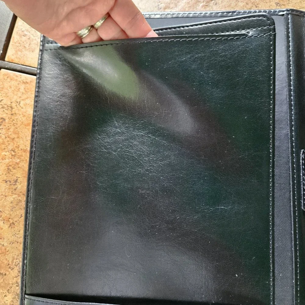 NWOT, 6 Ring Binder Folio, Black Faux Leather